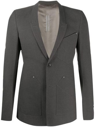 Rick Owens geometric pocket blazer - men - Polyester/Cupro/Viscose - 50 - Grey