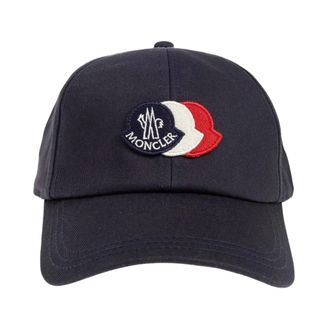 Moncler Triple Logo Cap - Heren - Petten - Blauw - ONE Size - Katoen - Accessoires