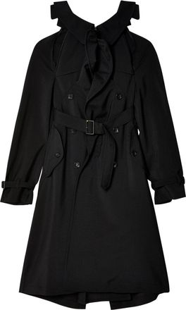 Junya Watanabe trench midi dress - women - Wool/Mohair - M - Black