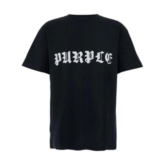 Purple Tops, Heren, Zwart, 2Xl, Katoen, Gothic Wordmark Tee