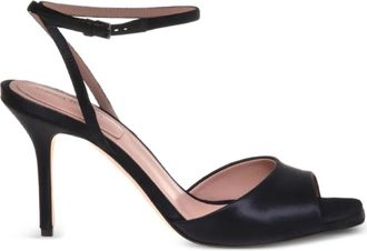 Alberta Ferretti 85 mm satijnen sandalen - Zwart