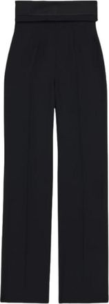 Alexander McQueen High-waisted Tailored Broeken - Dames - Wijde Broeken - Zwart - S - Wol - Broeken