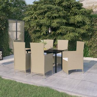 vidaXL Juego De Comedor De Jard&iacute;n 7 Piezas Con Cojines Beige Vidaxl