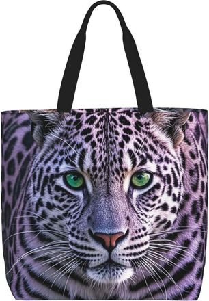 Generic Purple Leopard Shoulder Bag Eco Friendly Grocery Bag Durable Handbags For Daily Use Yoga Picnic