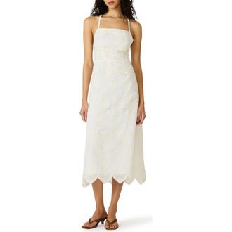 Steve Madden Riyan Embroidered Sleeveless Midi Dress in Cream at Nordstrom, Size Xx-Large