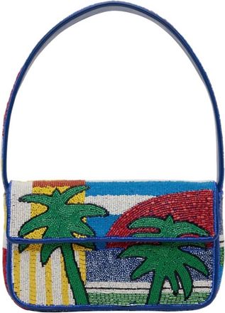 Staud Womens Tommy Beaded Shoulder Bag In Multicolor Palm Tree