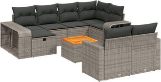 vidaXL Set De Sof&aacute;s De Jard&iacute;n 11 Pzas Y Cojines Rat&aacute;n Sint&eacute;tico Gris Vidaxl