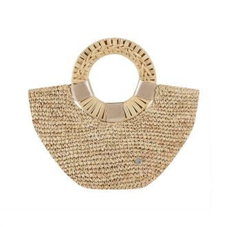 Florabella Crochet Raffia Small Tote In Natural & Gold