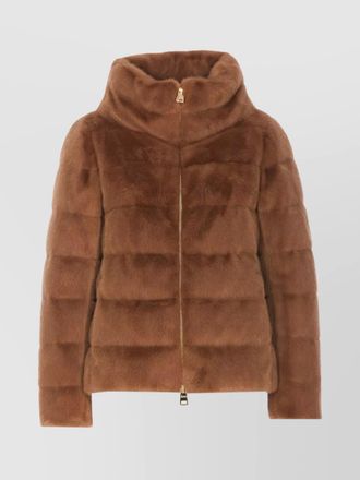 Herno down cape style jacket with fur effect