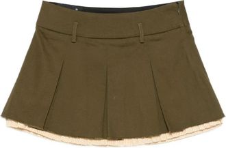 R13 Geplooide Mini Rok Met Onderrok - Dames - Korte rokken - Groen - W27 - Katoen - Rokken