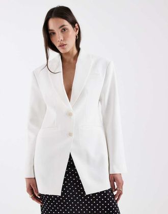 Asos Blazer sartoriale taglio lungo aderente bianco