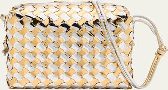 Bottega Veneta Loop Small Intrecciato Metallic Crossbody Bag