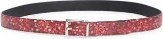 Longchamp Fleur Reversible Leather Belt in Red/Black at Nordstrom Rack