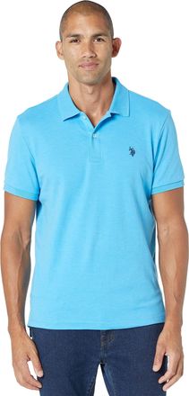 U.S.Polo Association Mens Solid Interlock Short-Sleeve Polo Shirt, Blue Fin Heather, Small