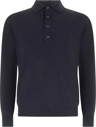 KANGRA Polo in lana e cotone con bottoni - - Tops - Uomo - Blu - 2XL