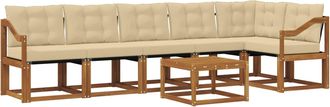 vidaXL Conjunto De Sof&aacute;s De Exterior 7 Uds. Natural Y Beige Vidaxl