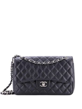 Chanel Classic Double Flap Bag Quilted Caviar Jumbo shoulder bag - women - Calf Leather - One Size - Black