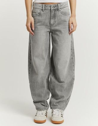 Tally Weijl High-waist-Jeans TALLY WEIJL SPADEJOELLE, Damen, Gr. 34, N-Gr, grau wash, Denim/Jeans, Obermaterial: 83% Baumwolle, 17% Lyocell, Ballonform lang, Jean