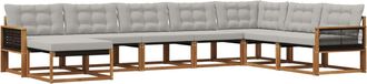 vidaXL Conjunto De Sof&aacute;s De Exterior 8 Uds. Natural Y Gris Claro Vidaxl