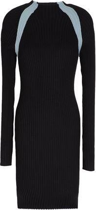 8 by YOOX COLOR BLOCK RIB-KNIT L/SLEEVE MINI DRESS