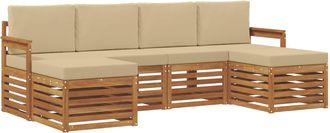 vidaXL Conjunto De Sof&aacute;s De Exterior 6 Uds. Natural Y Beige Vidaxl