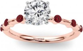 Allurez Lab Ruby Scalloped Engagement Ring 18K Rose Gold (0.20ct)