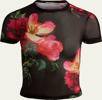 Alice & Olivia Tess Mesh Crewneck Tee