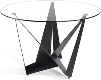 Pondecor Interiorismo Mesa redonda Bayonne patas metal negro y sobre en cristal