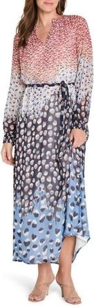 Nic+Zoe Blue Dahlia Long Sleeve Maxi Dress in Blue Multi at Nordstrom, Size X-Small
