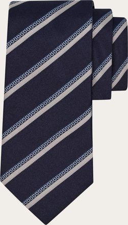 Ferragamo Men Regimental jacquard silk tie Blue