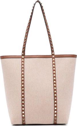 Valentino Garavani Borsa tote con borchie - Marrone