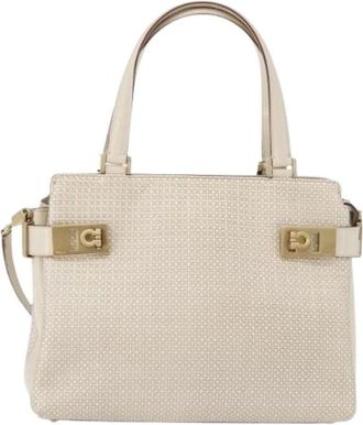 Ferragamo Pre-owned Handbags, female, Beige, Size: ONE SIZE Pre-owned Leather Handbag