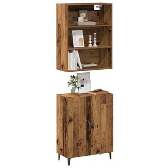 Berkfield Home Sideboard with Wall Cabinet Old Wood Engineered Wood in Brown