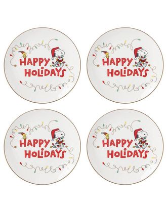 Lenox Set Of 4 Snoopy Christmas Accent Plates