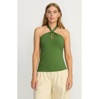 Lands End Slender Twist Front Halter Top in Valley Green at Nordstrom, Size X-Large