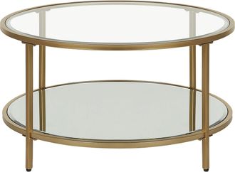 Beliani Beliani - Tavolino Rotondo Piano In Vetro Temperato E Metallo Oro &Oslash; 70 Cm Birney