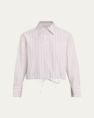 WE-AR4 The CC Striped Drawstring Cotton Shirt