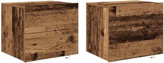 vidaXL Vidaxl - Wall-mounted Bedside Cabinet 2 pcs Old wood 50 x 39 x 41 cm