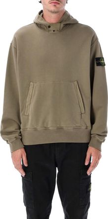 Stone Island Green Logo Relaxed Hoodie