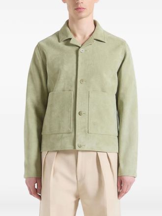 Manière De Voir Michel revere-collar suede jacket - men - Polyester - M - Green