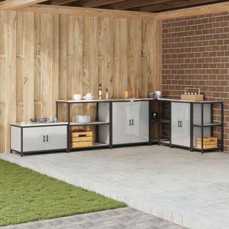 Berkfield Home Kitchen Storage Shelf with Storage Silver Galvanised steel