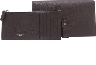 Saint Laurent Brown Leather Long Wallet (Bi-Fold) (Pre-Owned)