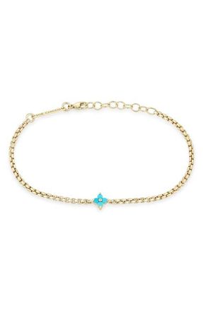 Zo&euml; Chicco 14K Gold Turquoise Quad Bracelet in 14K Yellow Gold /Turquoise at Nordstrom, Size 7