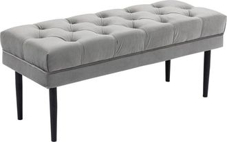 HOMCOM Homcom - Bed End Bench Button Tufted Upholstered Window Seat for Living Room Grey