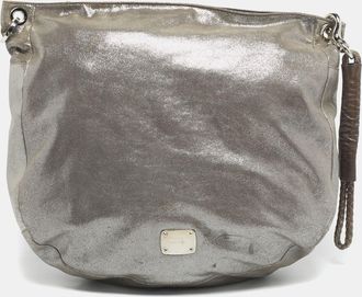 Jimmy Choo London Silver Iridescent Leather Large Sky Bangle Hobo