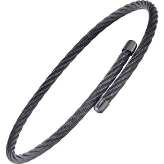 Link Up Adjustable Stainless Steel Cable Bracelet in Gunmetal at Nordstrom