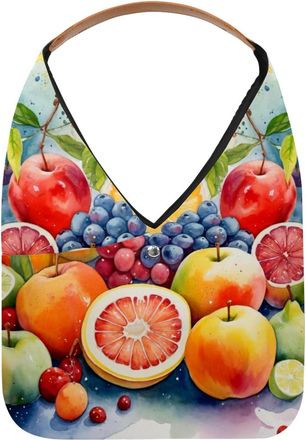 Generic Watercolor fruits (1) Reusable Lightweight Grocery Bags - Foldable Into Compact Pouch, Washable & Sturdy, Multipurpose for Shopping and Travel