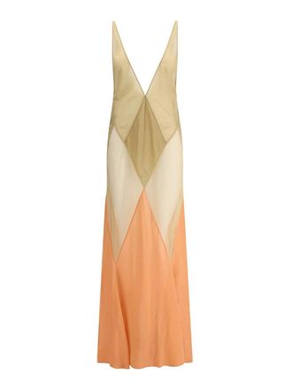 The Attico Long Sand-Colored Tulle Dress