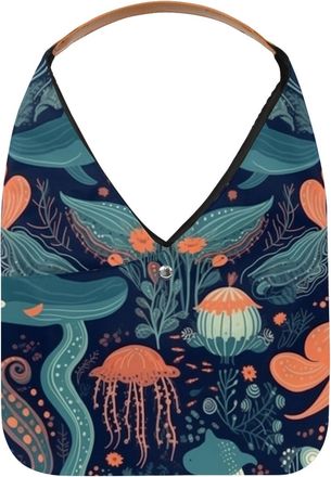 Generic Underwater World Animals Reusable Lightweight Grocery Bags - Foldable Into Compact Pouch, Washable & Sturdy, Multipurpose for Shopping and Travel