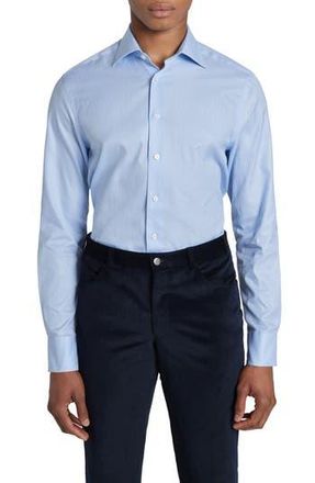 Jack Victor Josiah Giza Houndstooth Cotton Dress Shirt in Blue at Nordstrom Rack, Size 16.5